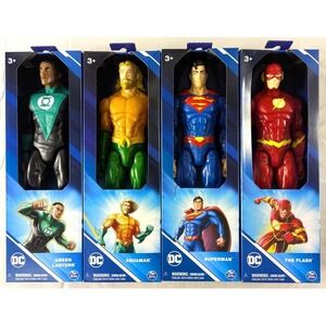 *Case of 4* DC Comics 12" Action Figures Aquaman, Flash, Green Lantern, Superman